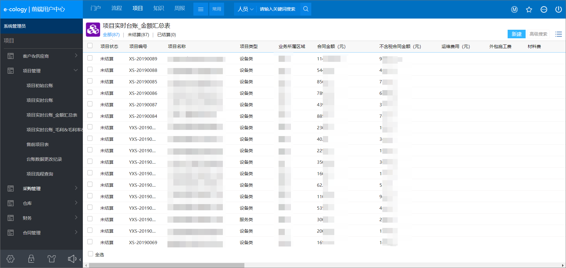 泛微项目管理台账分析